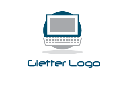 abstract monitor and keyboard inside the circle logo