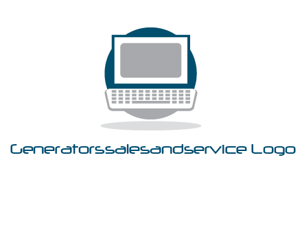 abstract monitor and keyboard inside the circle logo