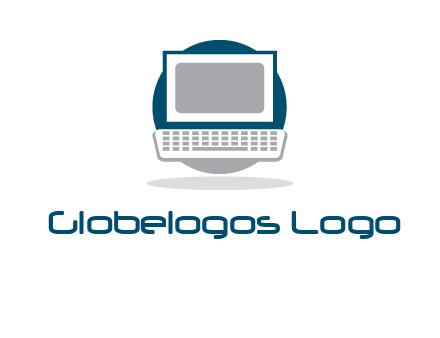 abstract monitor and keyboard inside the circle logo