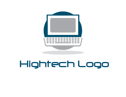 abstract monitor and keyboard inside the circle logo