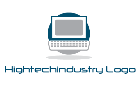 abstract monitor and keyboard inside the circle logo