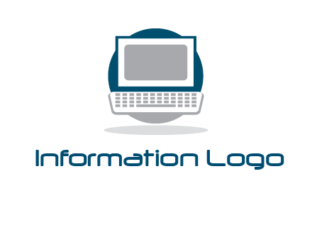 abstract monitor and keyboard inside the circle logo
