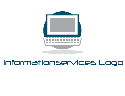 abstract monitor and keyboard inside the circle logo