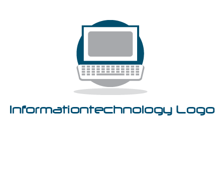 abstract monitor and keyboard inside the circle logo