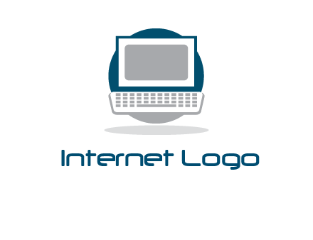 abstract monitor and keyboard inside the circle logo