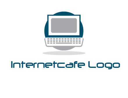abstract monitor and keyboard inside the circle logo
