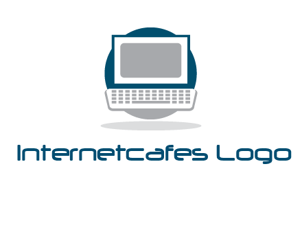 abstract monitor and keyboard inside the circle logo