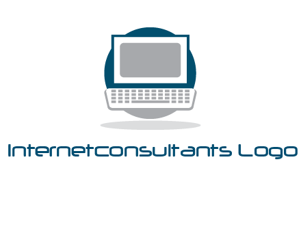 abstract monitor and keyboard inside the circle logo