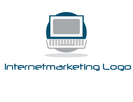 abstract monitor and keyboard inside the circle logo