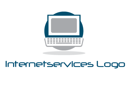 abstract monitor and keyboard inside the circle logo