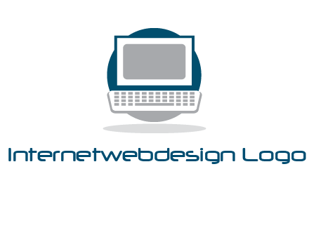abstract monitor and keyboard inside the circle logo