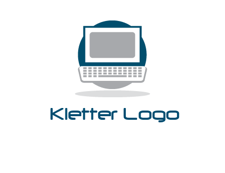 abstract monitor and keyboard inside the circle logo
