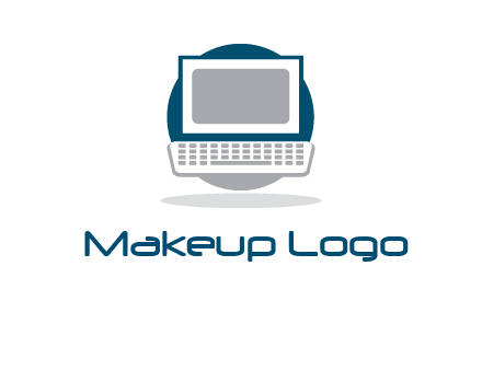 abstract monitor and keyboard inside the circle logo