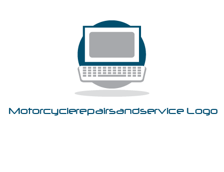 abstract monitor and keyboard inside the circle logo