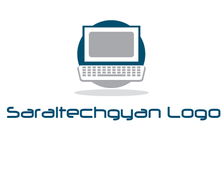 abstract monitor and keyboard inside the circle logo