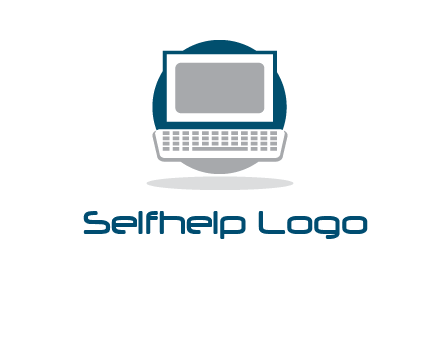 abstract monitor and keyboard inside the circle logo