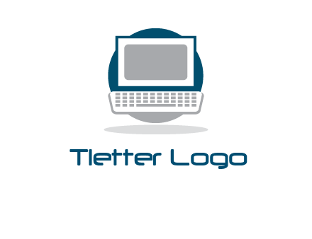 abstract monitor and keyboard inside the circle logo