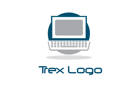 abstract monitor and keyboard inside the circle logo
