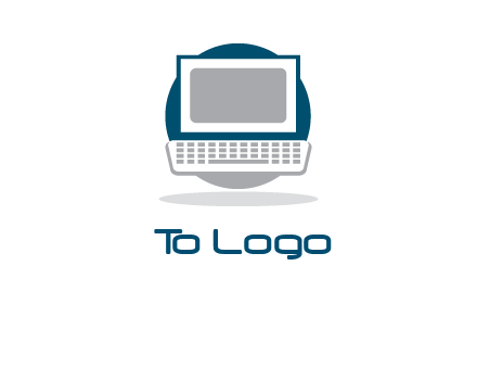 abstract monitor and keyboard inside the circle logo