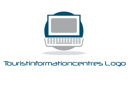 abstract monitor and keyboard inside the circle logo