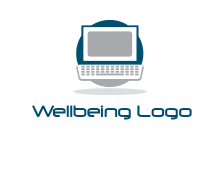 abstract monitor and keyboard inside the circle logo