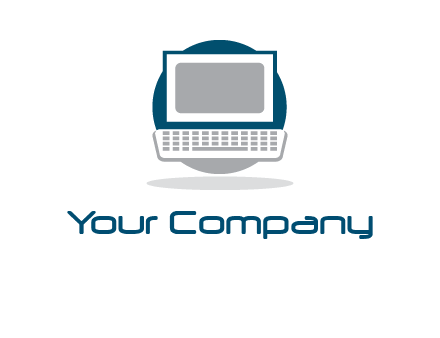 abstract monitor and keyboard inside the circle logo