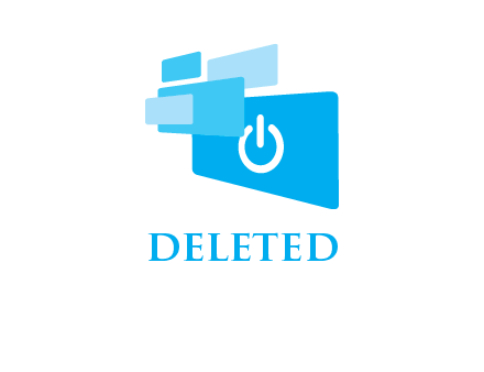 power button inside the abstract rectangles logo