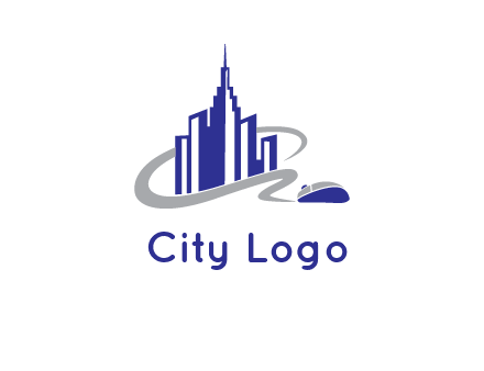 swoosh around the buildings with mouse logo