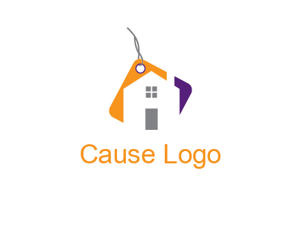 house is incorporated with shopping tag logo