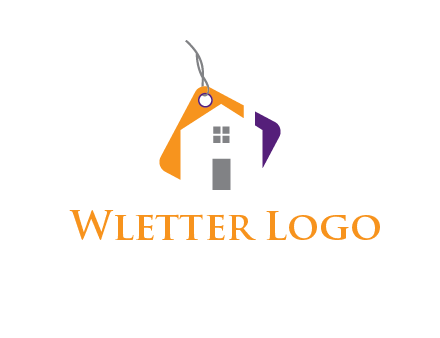 house is incorporated with shopping tag logo