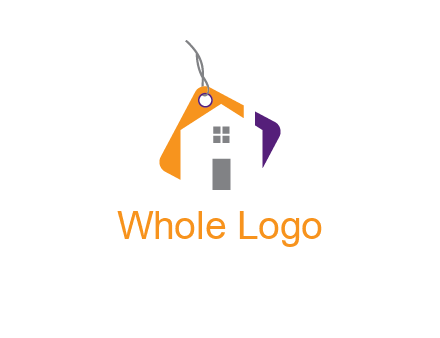 house is incorporated with shopping tag logo