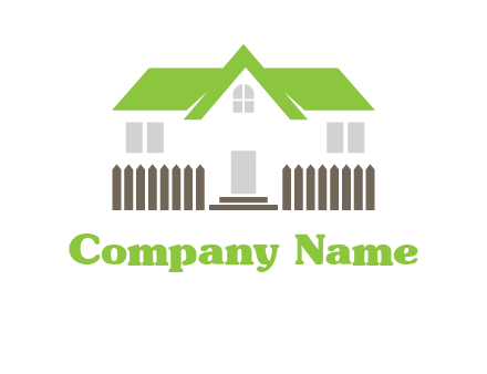 abstract home with fence windows and door logo