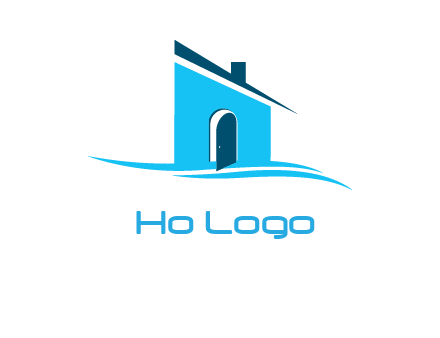 half cut abstract house stand on swoosh logo