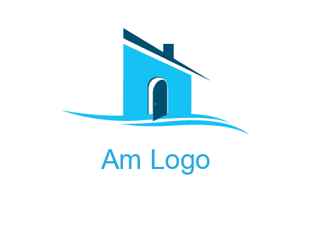 half cut abstract house stand on swoosh logo