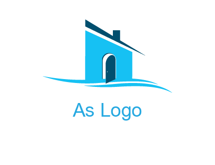 half cut abstract house stand on swoosh logo