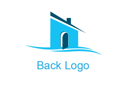 half cut abstract house stand on swoosh logo