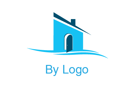 half cut abstract house stand on swoosh logo