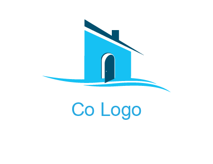 half cut abstract house stand on swoosh logo