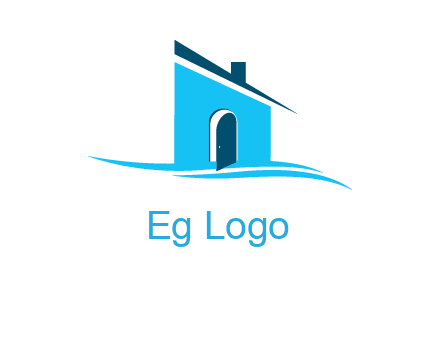 half cut abstract house stand on swoosh logo