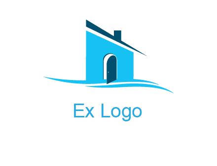 half cut abstract house stand on swoosh logo