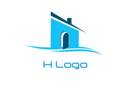 half cut abstract house stand on swoosh logo