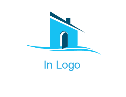 half cut abstract house stand on swoosh logo