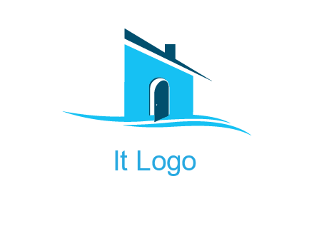 half cut abstract house stand on swoosh logo
