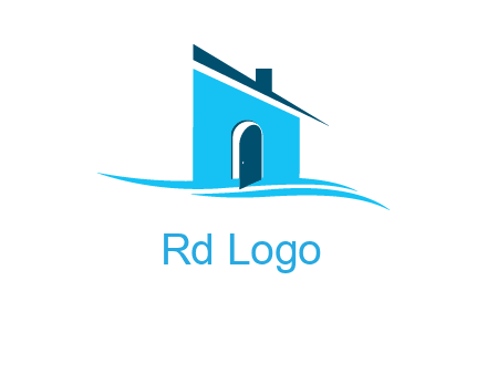 half cut abstract house stand on swoosh logo