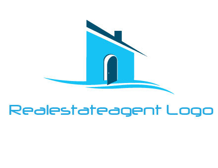 half cut abstract house stand on swoosh logo