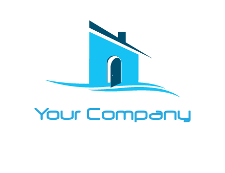 half cut abstract house stand on swoosh logo