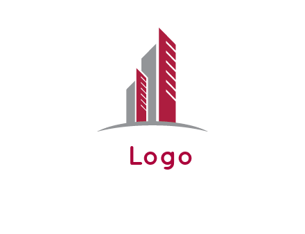 abstract buildings stand on swoosh logo