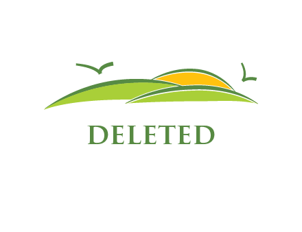 sun rise over fields with two birds in sky logo