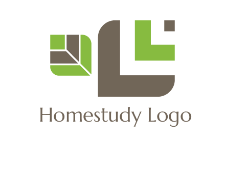 abstract leaves inside rounded square logo