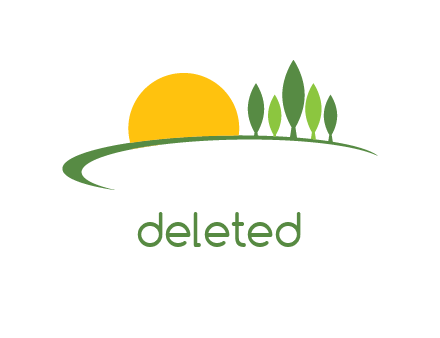 abstract landscape with sun and tree logo